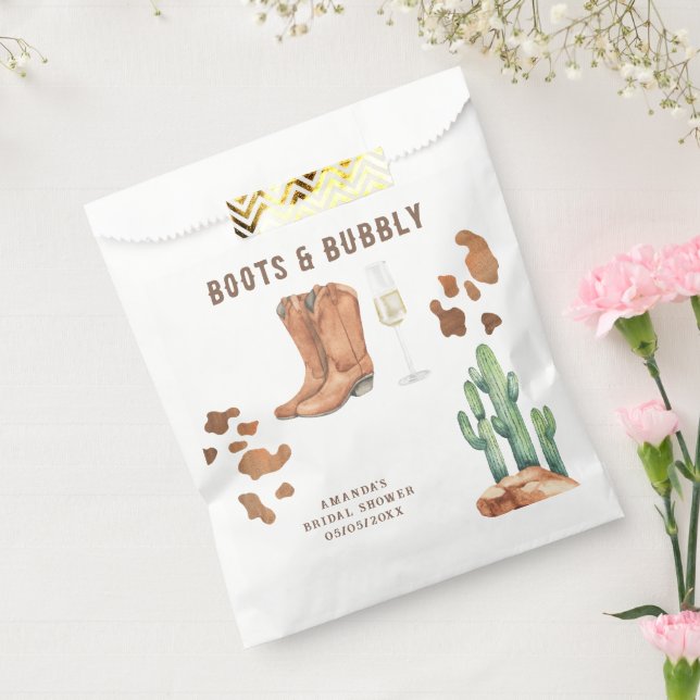 Bolsa De Papel Western Boots & Bubbly Despedida de soltera  (Sellado)