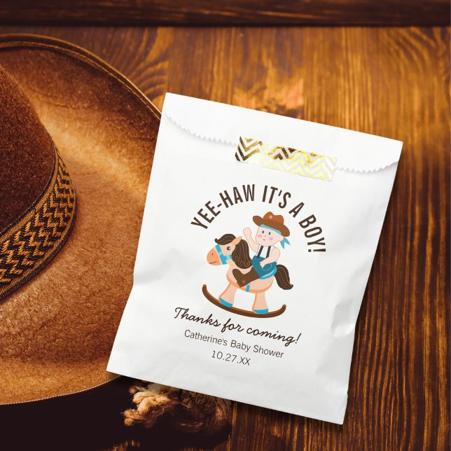 Bolsa De Papel Western Cowboy Rocke Horse Boy Baby Shower (Subido por el creador)