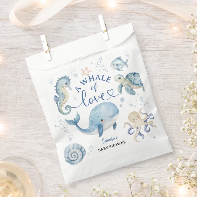 Bolsa De Papel Whale Baby Shower Boy Blue Ocean (Cortado)
