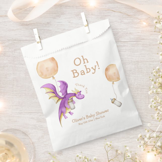 Bolsa De Papel Whimsical Balloon Fairy Dragon Botsuana Baby Showe (Cortado)