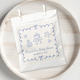 Bolsa De Papel Whimsical Blue Wavy Frame Baby Boy Shower