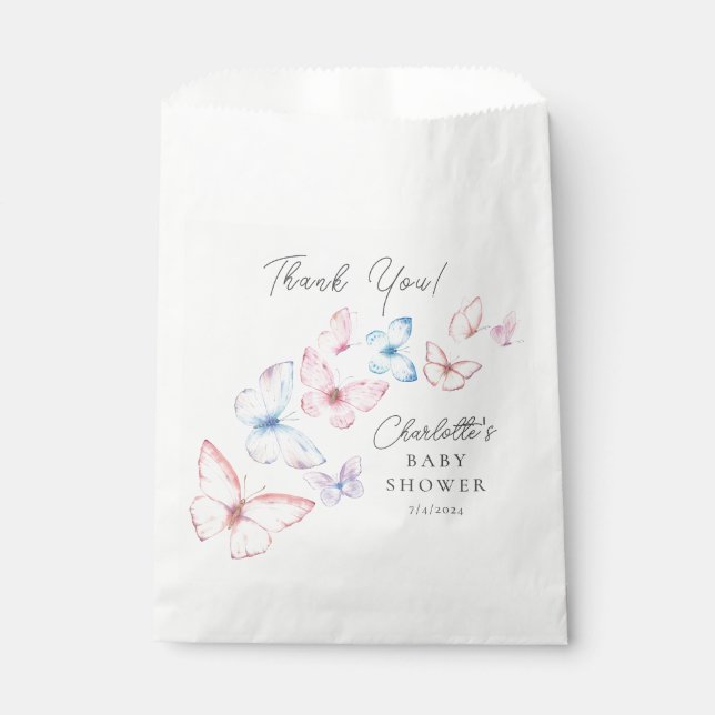 Bolsa De Papel Whimsical Butterflies Baby Shower (Anverso)