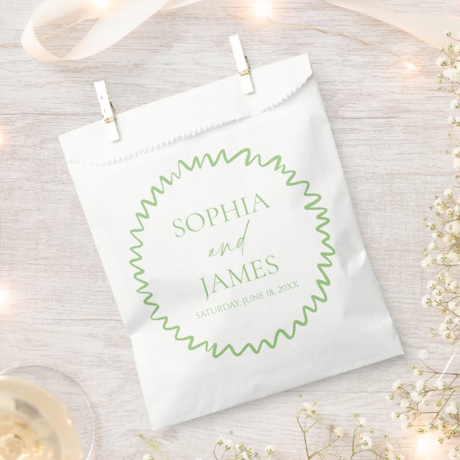 Bolsa De Papel Whimsical Citrus Green Wavy Border Wedding (Cortado)