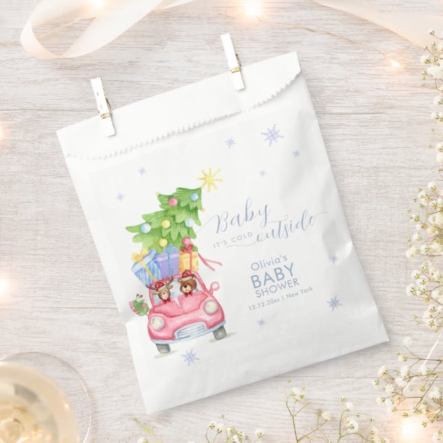 Bolsa De Papel Whimsical Cold Outside Reindeer Bear Baby Shower  (Cortado)