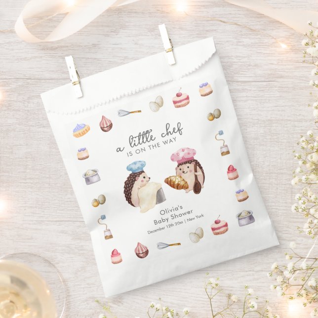 Bolsa De Papel Whimsical Cute Hedgehog Chef Baker Baby Shower  (Cortado)