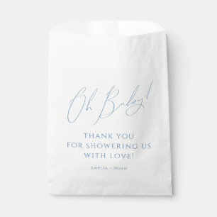 Bolsa De Papel Whimsical Dusty Blue Oh Baby Shower Gracias