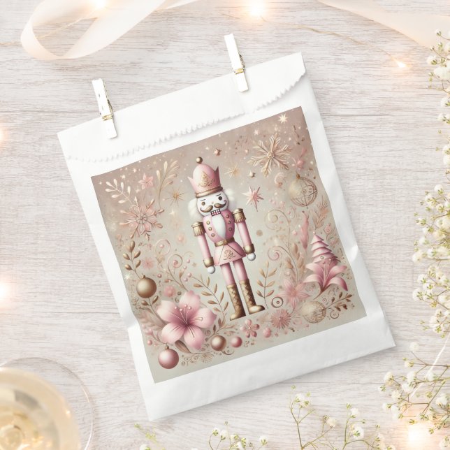 Bolsa De Papel Whimsical Elegant Pink & Gold Pastel Nutcracker (Cortado)