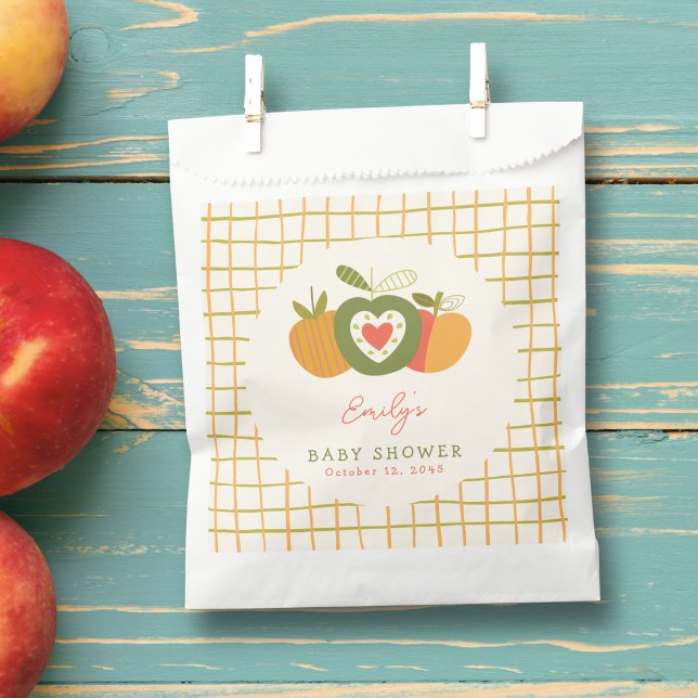 Bolsa De Papel Whimsical Fall Tema de Apple Baby Shower Green (Subido por el creador)