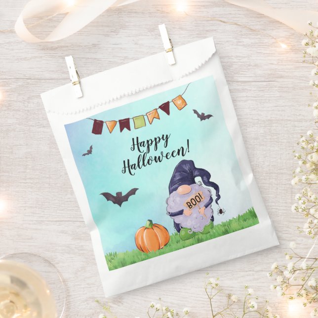 Bolsa De Papel Whimsical Gnome Happy Halloween (Cortado)