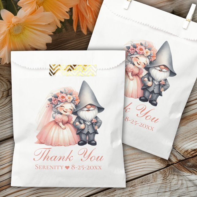 Bolsa De Papel Whimsical Gnome Rustic Garden Wedding Gracias (Subido por el creador)