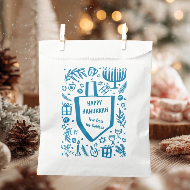 Bolsa De Papel Whimsical Hanukkah Holiday Cute Driedel Personaliz (Whimsical Hanukkah Holiday Cute Driedel Custom Favor Bag
)
