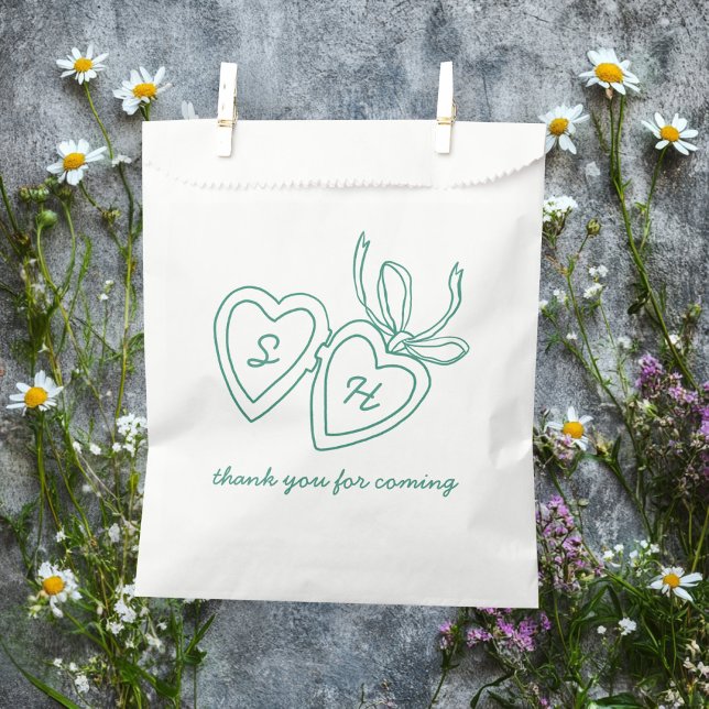 Bolsa De Papel Whimsical Heart Locket Doodle Sketch PERSONALIZADO (Whimsical Heart Locket Doodle Sketch Modern CUSTOM Favor Bag
)