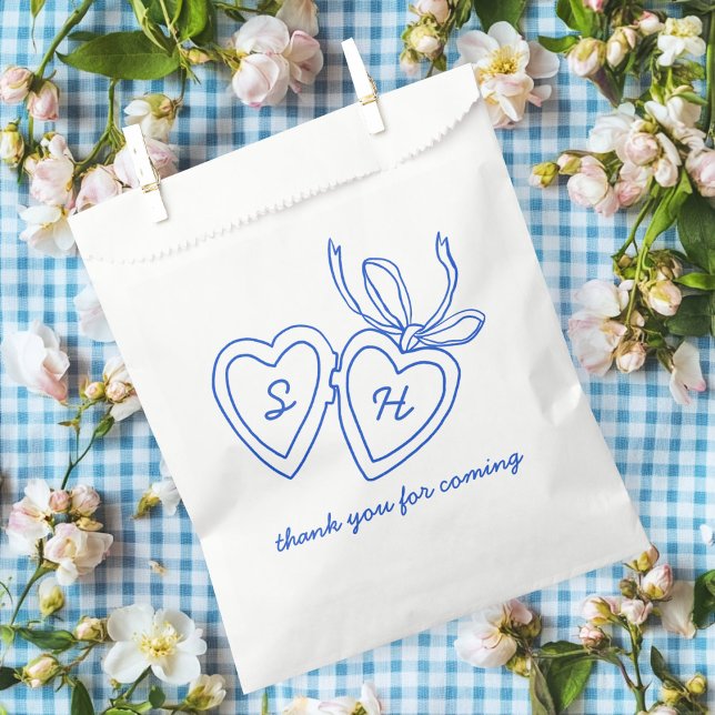 Bolsa De Papel Whimsical Heart Locket Doodle Sketch PERSONALIZADO (Whimsical Heart Locket Doodle Sketch Modern CUSTOM Favor Bag
)