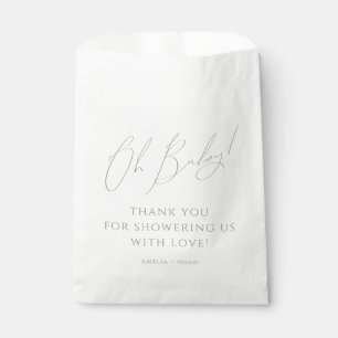 Bolsa De Papel Whimsical Sage Green Oh Baby Shower Gracias