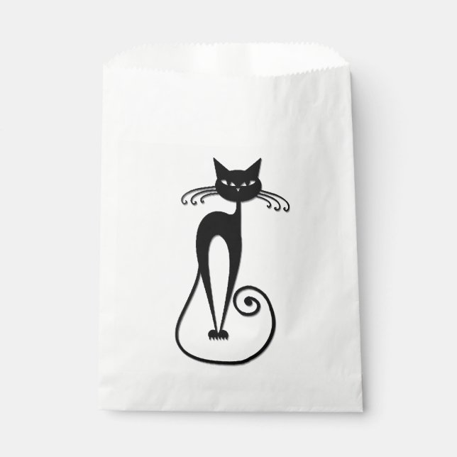 Bolsa De Papel Whimsical Skinny Black Cat (Anverso)