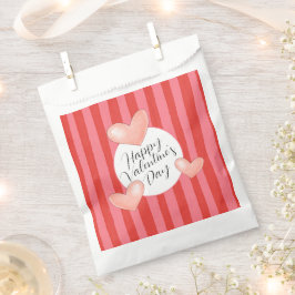 Bolsa De Papel Whimsical Stripes and Hearts Valentine's Day