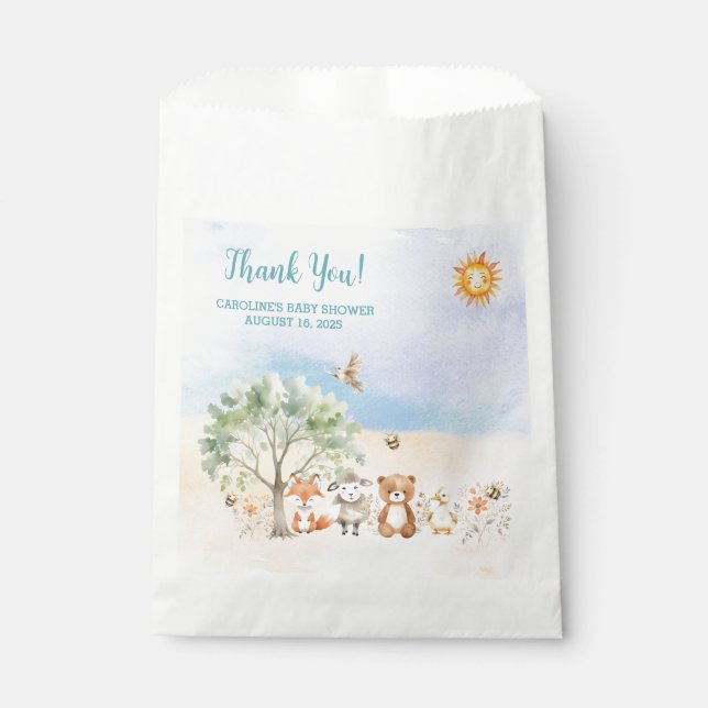 Bolsa De Papel Whimsical Wildlife Animals Baby Shower (Anverso)