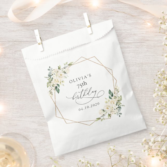 Bolsa De Papel White Flowers, Cream Flowers, Boho, Birthday (Cortado)