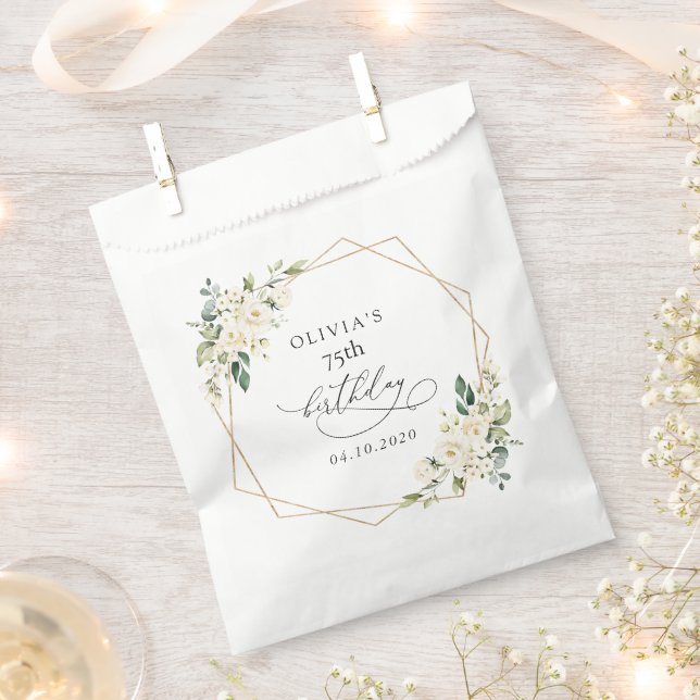 Bolsa De Papel White Flowers, Cream Flowers, Boho, Birthday (Cortado)