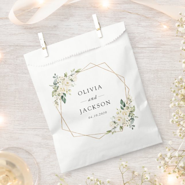 Bolsa De Papel White Flowers, Cream Flowers, Greenery, Wedding (Cortado)