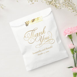 Bolsa De Papel White & Gold Foil Thank You Calligraphy Wedding