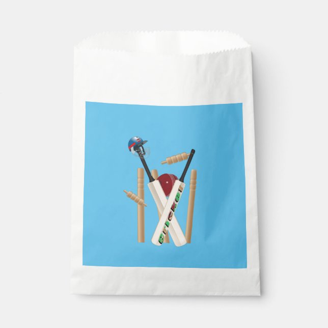 Bolsa De Papel Wickets, Cascos, Bats Y Balas De Cricket (Anverso)