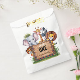 Bolsa De Papel Wild One Safari Animals Baby Shower