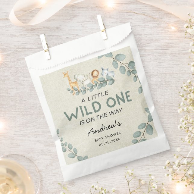 Bolsa De Papel Wild One Zoo Theme Baby Shower (Cortado)