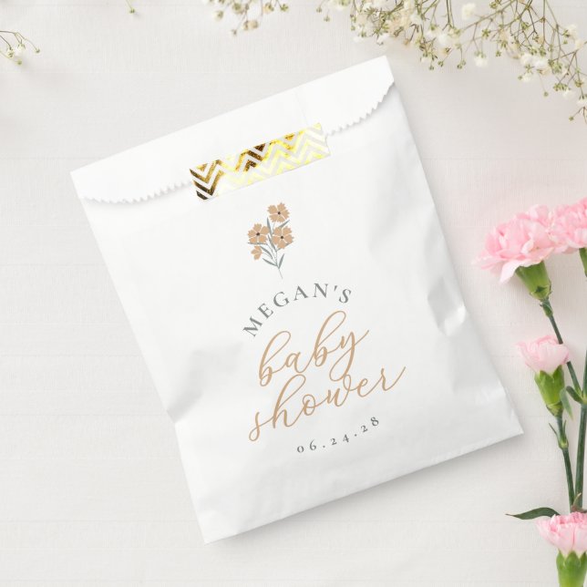 Bolsa De Papel Wildflower Baby Shower Favor Bags - Orange (Sellado)