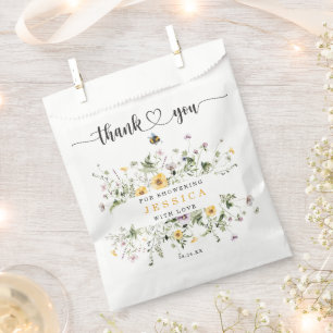 Bolsa De Papel Wildflower Bee Rustic Baby Shower Favor Bag