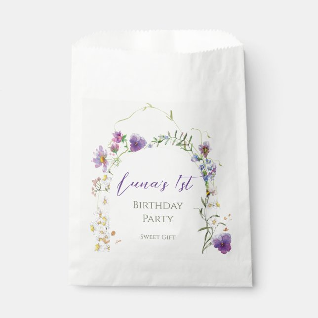 Bolsa De Papel Wildflower First Birthday (Anverso)
