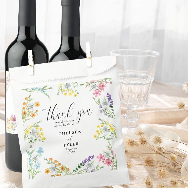 Bolsa De Papel Wildflower Meadow Bonito Gracias Boda (A love story in full bloom with wildflower wedding favor bags to match)