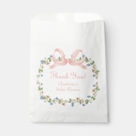 Bolsa De Papel Wildflower Pink Bow Baby Shower