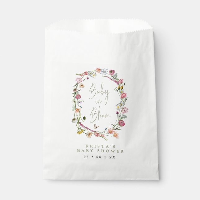 Bolsa De Papel Wildflower Wreath Baby En Bloom Baby Shower (Anverso)