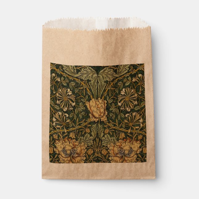 Bolsa De Papel William Morris Honeysuckle Green Floral (Anverso)