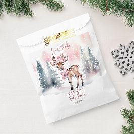 Bolsa De Papel Winter baby ducha lindo ciervo rosa gracias