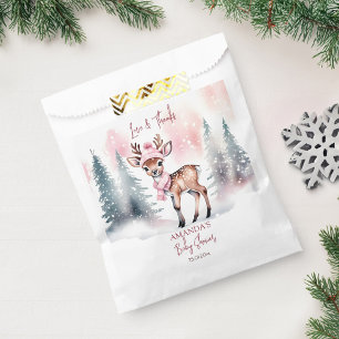 Bolsa De Papel Winter baby ducha lindo ciervo rosa gracias
