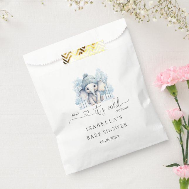 Bolsa De Papel Winter Elephant Boy Baby Shower (Sellado)