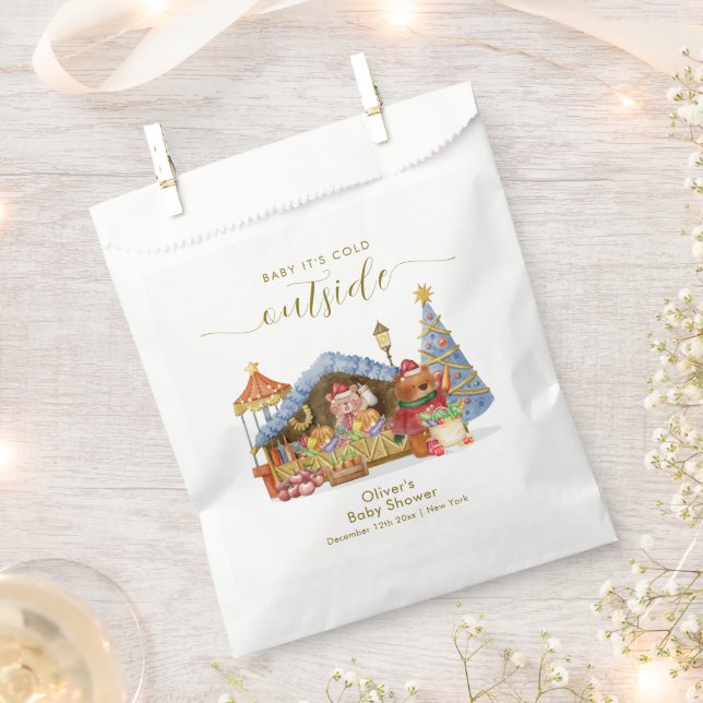 Bolsa De Papel Winter Farmer Market Teddy Bear Baby Shower  (Cortado)