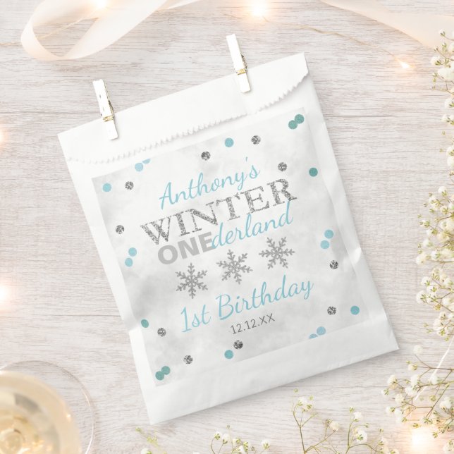 Bolsa De Papel Winter ONEderland Primer cumpleaños (Cortado)
