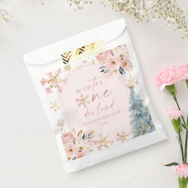Bolsa De Papel Winter Onederland Snowflake Primer Fiesta de cumpl (Sellado)