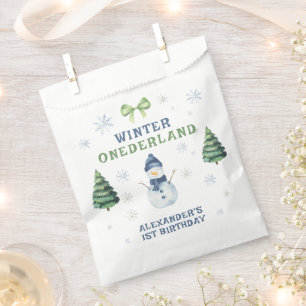 Bolsa De Papel Winter Onederland Snowman 1er cumpleaños