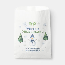 Bolsa De Papel Winter Onederland Snowman 1er cumpleaños