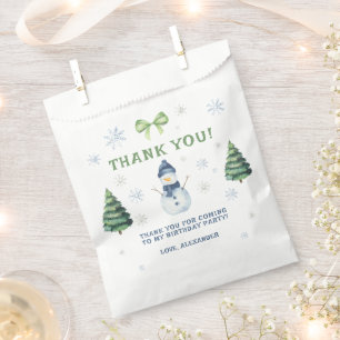 Bolsa De Papel Winter Onederland Snowman Birthday Gracias