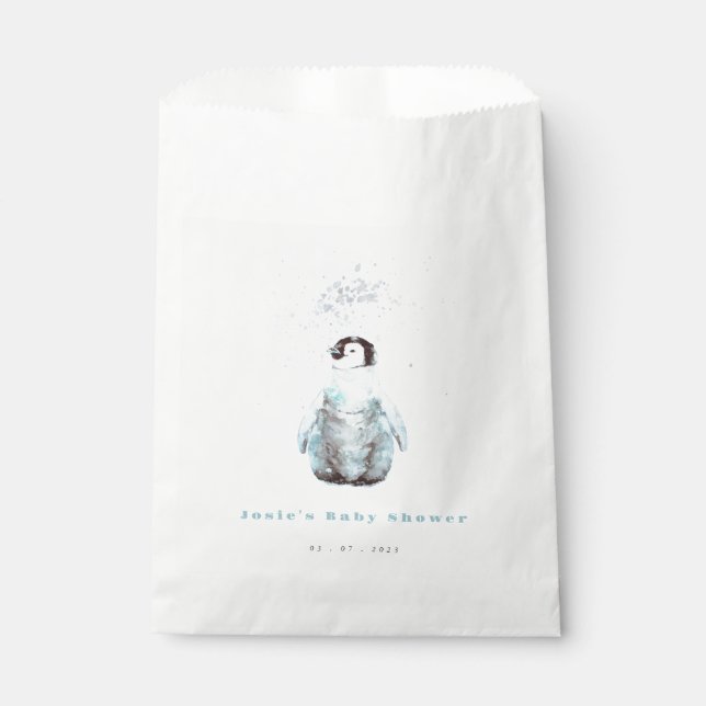 Bolsa De Papel Winter Penguin Baby Shower (Anverso)