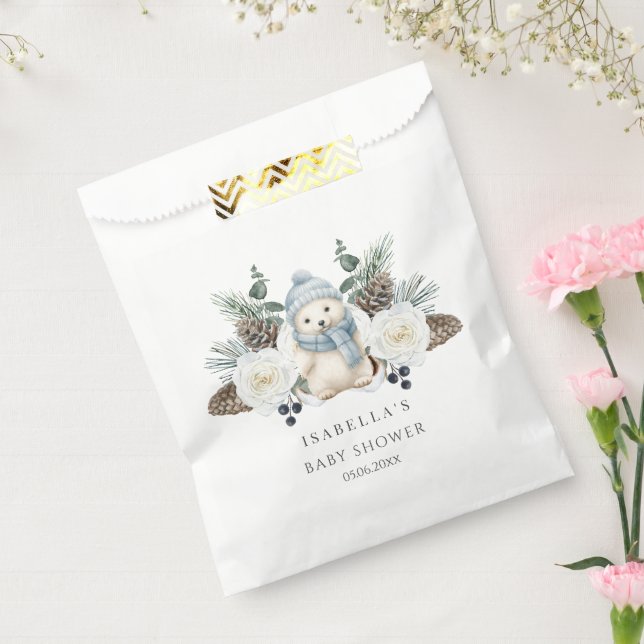 Bolsa De Papel Winter Polar Bear Boy Baby Shower (Sellado)