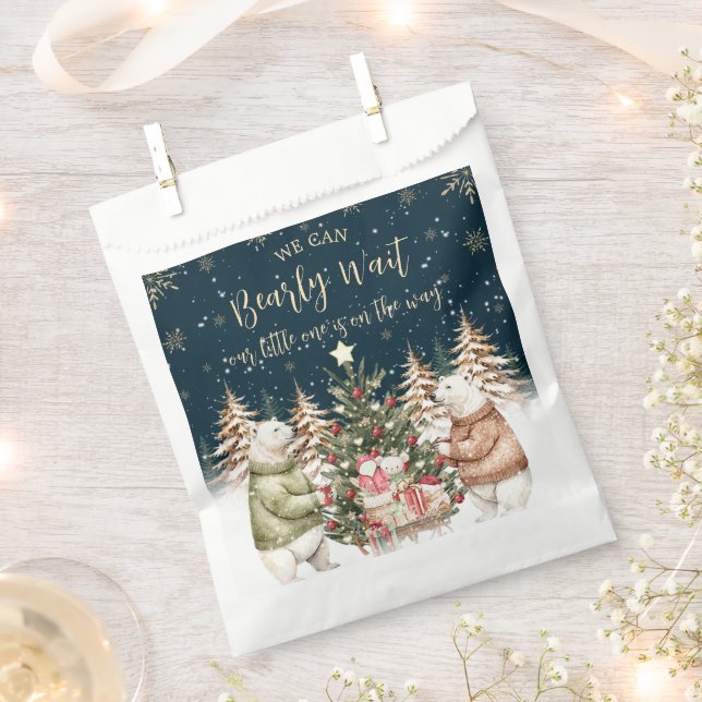 Bolsa De Papel Winter Polar Bear Snowflake Baby Shower (Cortado)