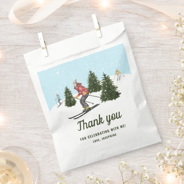 Bolsa De Papel Winter Skiing Women Ski Birthday Party Thank You (Cortado)