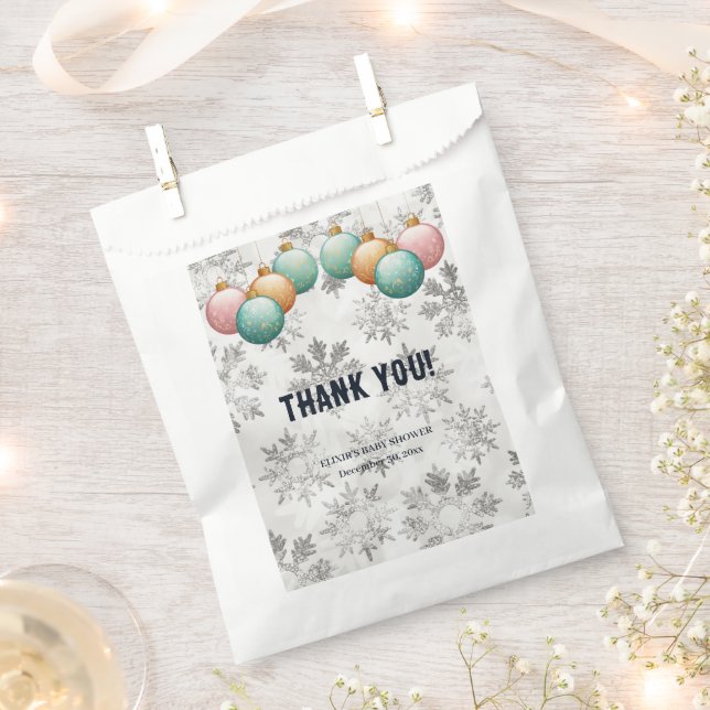 Bolsa De Papel Winter Snowflakes Balls Ornaments Baby Shower (Cortado)