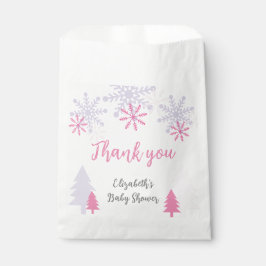 Bolsa De Papel Winter Wonderland Baby Shower Pink Snowflakes
